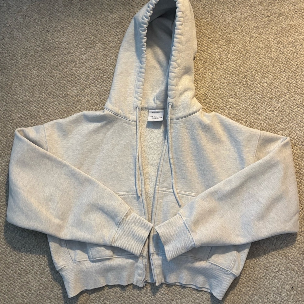 Aritzia Light Gray Sweatfleece Hoodie